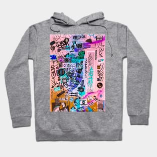 Pink Sticker Style Graffiti Tag NYC Hoodie